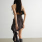 Punk Irregular Zipper Decorated Ruffle Mini Dress