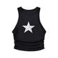 Contrast Color Y2K Star Patch Cropped Tank Top