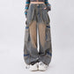 Hip Hop Mud Effect Washed Suspender Jeans