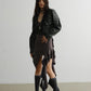 Punk Irregular Zipper Decorated Ruffle Mini Dress