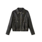 Y2K Bowknot Zip Up Leather Jacket