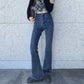 Basic Vintage Mid Waist Flared Jeans