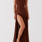 Gioconda Trägerloses Maxikleid – Braun