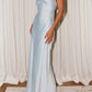 Donatella Satin Maxi Kleid – Eisblau