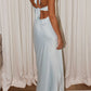 Donatella Satin Maxi Kleid – Eisblau
