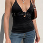 Black halter cami top with buckle