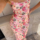 Lilla Maxi Dress in Yellow with Floral Print Made of Satin