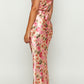Lilla Maxi Dress in Yellow with Floral Print Made of Satin