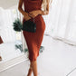 Vicenza Rust Slip Midi Dress