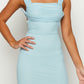 Honorata blue mesh mini dress