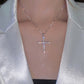 Vintage cross pendant necklace with rhinestones