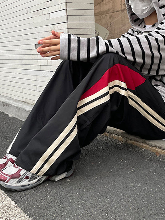 Men's Hip Hop Panel Striped Loose Sweatpants