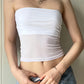 White Panel Mesh Bandeau Top