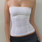 White vintage sleeveless bandeau top with inserts