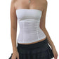 White vintage sleeveless bandeau top with inserts