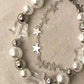 Vintage Star Faux Pearl Charm Double Row Bracelet