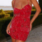 Pazienza Paillettenspitzen Minikleid – Rot