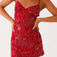 Pazienza Paillettenspitzen Minikleid – Rot