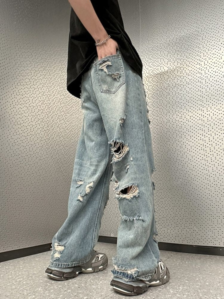 Vintage Men's Ripped Distressed Denim Boyfriend Jeans