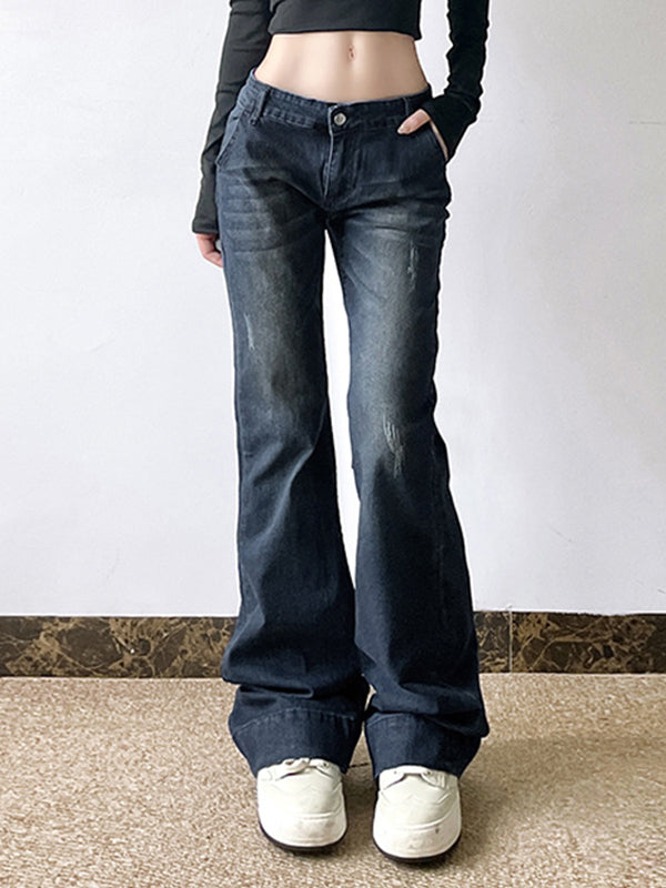 Blaue Retro Sexy Niedrigbund Flare Jeans