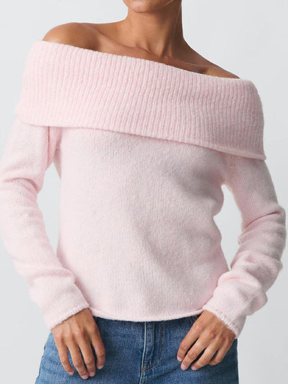 Einzelfarbige Y2k Off Shoulder Oversized Pullover