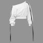 Y2K White Sweatshirt with Contrast and Ties