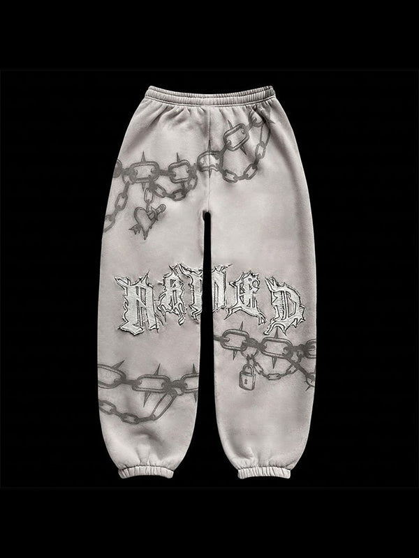 Mehrfarbige Vintage Ketten Print Sweatpants