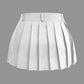 Buckle Layer Pleated Mini Skirt