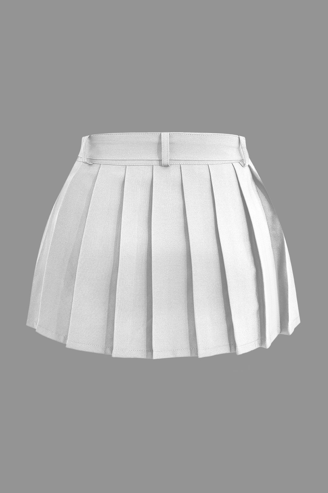 Buckle Layer Pleated Mini Skirt