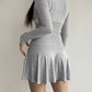 Grey Y2K mini dress with lace insert and square neckline