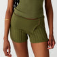 Green Vintage Knitted Button Slit Shorts