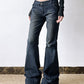 Blaue Retro Sexy Niedrigbund Flare Jeans