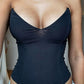 Black Sexy Bandeau Top with V Neck and Open Back