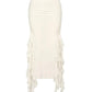 White Vintage Jellyfish Lace Pleated Wrap Hip Maxi Skirt