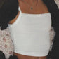 White Y2K Slim Fit Cami Top with Bow Lace