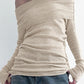 Apricot Vintage Strapless Slim Long Sleeve Knitted Sweater