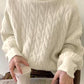 Y2K Solid Color High Collar Cable Knit Sweater 