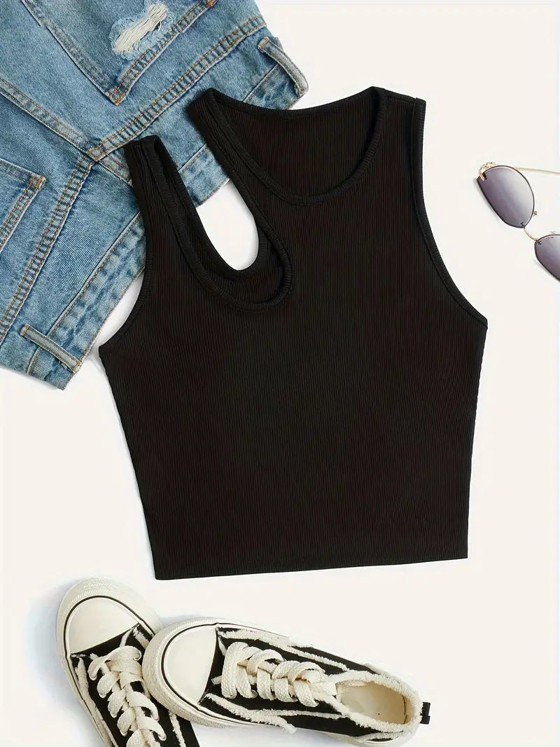 Basic Asymmetric Crop Tank Top 