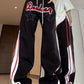 Contrast Color Y2K Flocking Print Star Patch Baggy Sweatpants