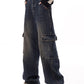 Punk High Waist Straight Leg Cargo Jeans