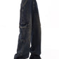 Punk High Waist Straight Leg Cargo Jeans