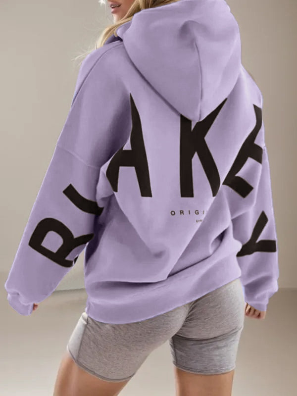 Purple Hip Pop Oversize Letter Print Hoodie