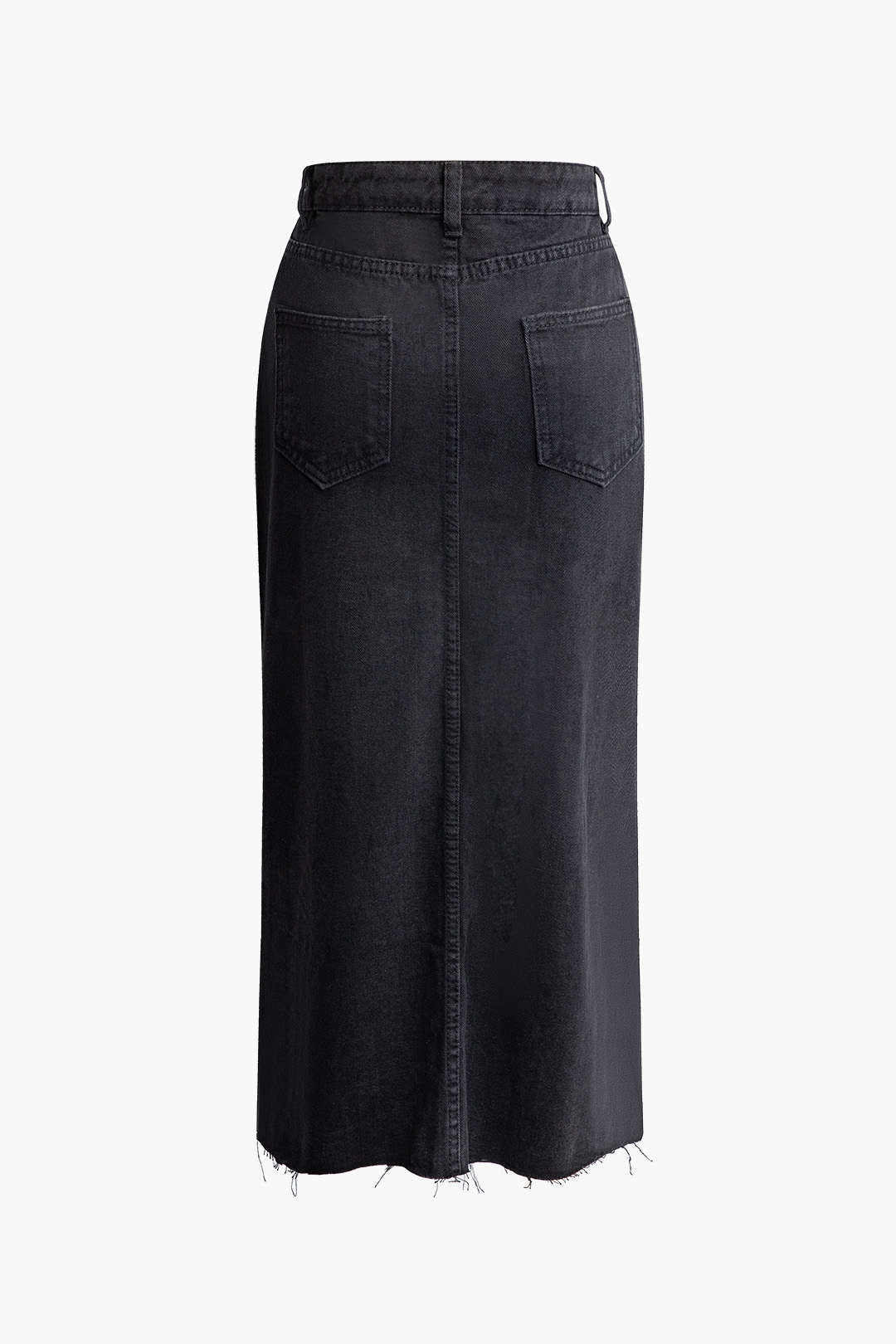 Wrap Slit Denim Midi Skirt with Label