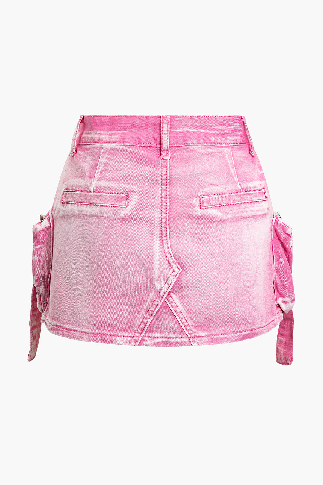 Faded A Line Denim Cargo Mini Skirt