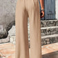 Solid Color Casual Drawstring High Waist Pants 