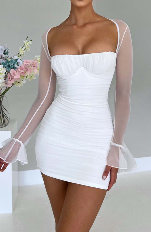 Pink mini dress - white 