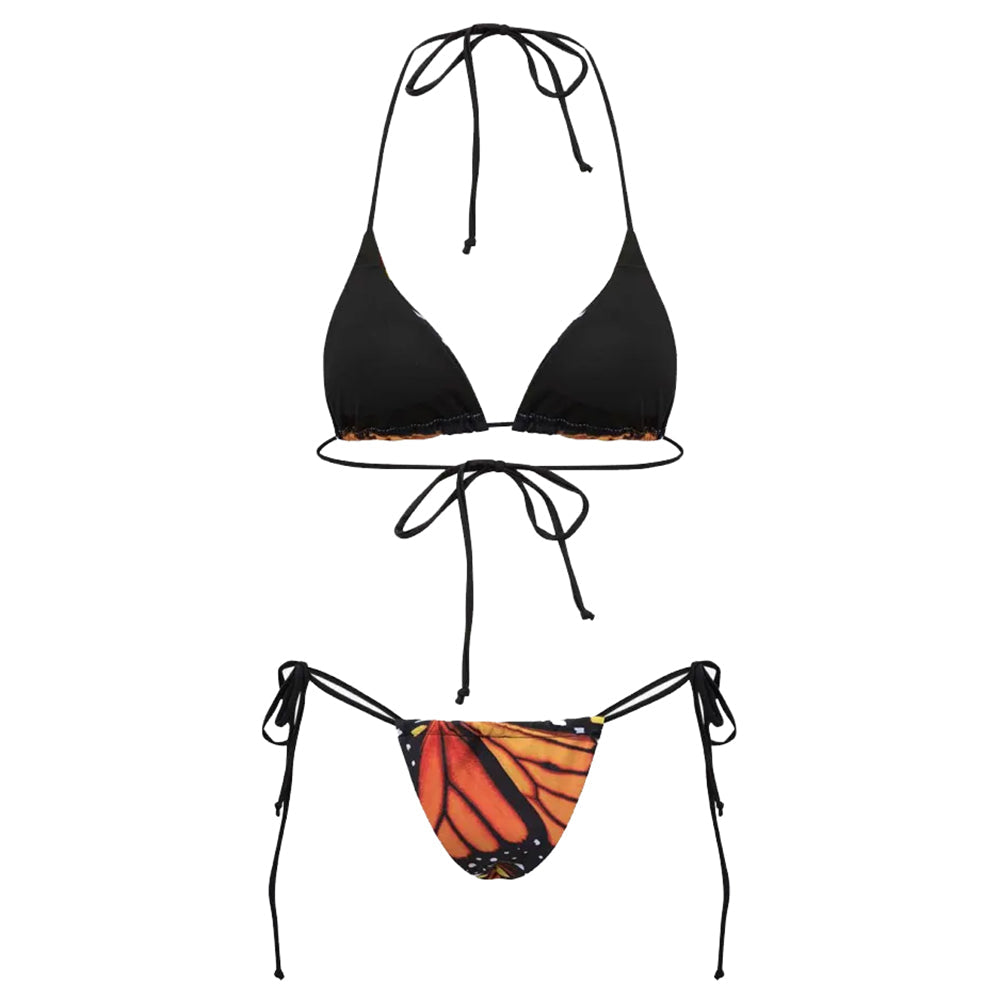 JY Orange Vintage Butterfly Print Bikini Set/Orange Vintage Butterfly Print Bikini Set