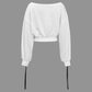 Y2K White Sweatshirt with Contrast and Ties