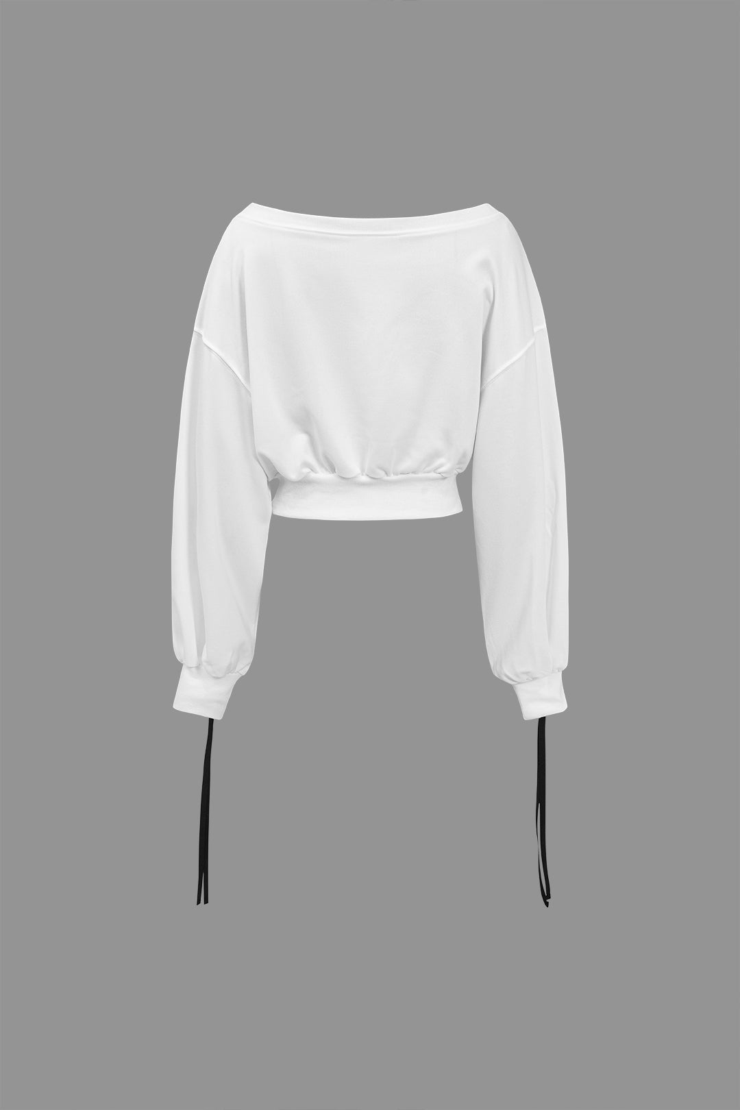 Y2K White Sweatshirt with Contrast and Ties