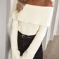 Apricot off-the-shoulder knitted sweater